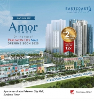 794. DIJUAL 2UNIT Apartement EAST COAST MANSION diatas MALL EAST COAST 2 PAKUWON CITY SBY diapit jalan boulevard pakuwon city & OERR